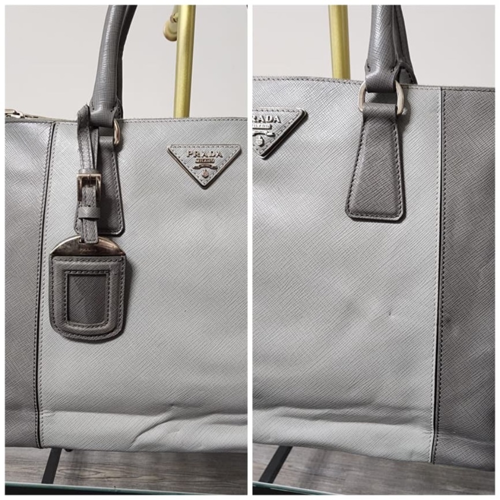 Authentic Prada Saffiano Leather Galleria Double Zip Medium Tote Bag Ash/Grey - Picture 5 of 12